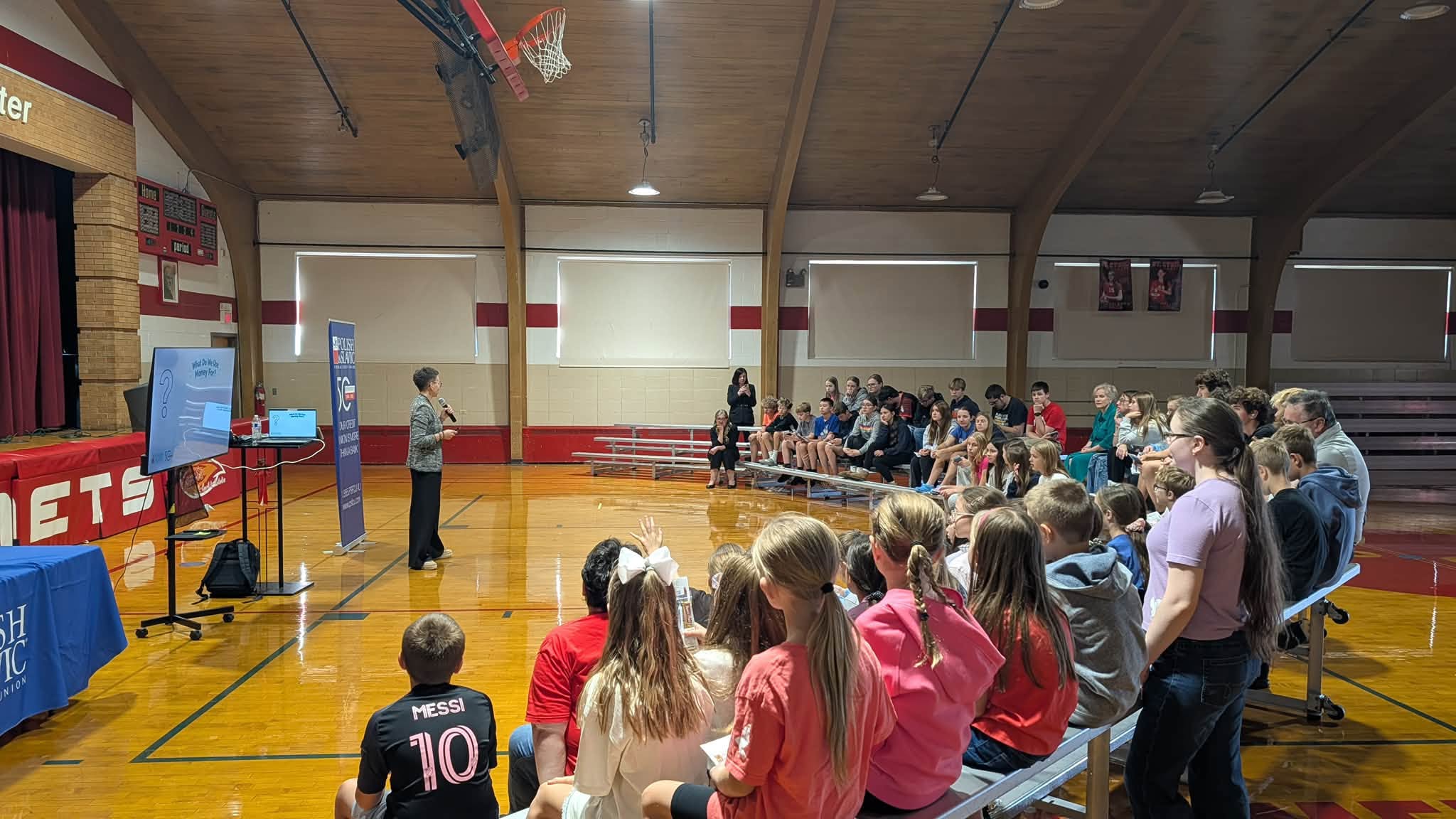Students meeting with representatives of the Polish & Slavic Federal Credit Union